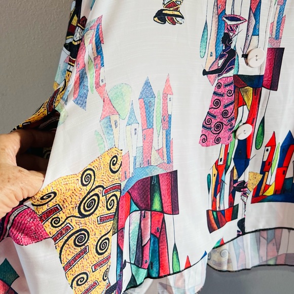 Radzoli by Fully Fashion Button Up Tunic Sharkbite Hem Pockets Pleated Back - Picture 5 of 10